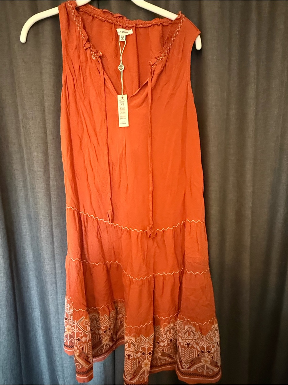Max Studio Rust Red Textured Sleeveless Dress
